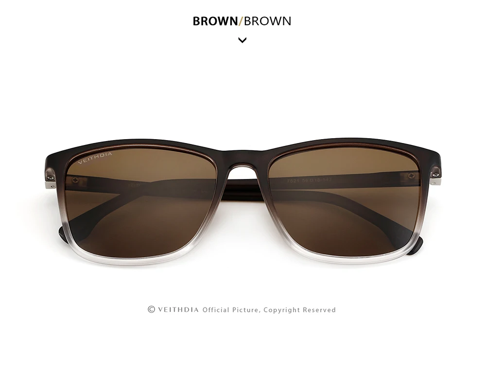 VEITHDIA Marke Männer Frauen Sonnenbrille Unisex Retro TR90 Sonnenbrille Polarisierte UV400 Objektiv Vintage Brillen Sonnenbrille Für Männliche 7521 – Detail 23