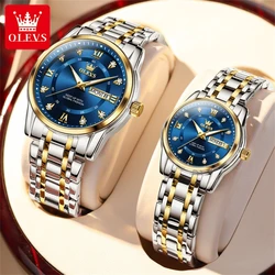 OLEVS 5513 Quartz Mens Women Couple Watches Set Top Brand Luxury Original  Luminous Hand Stainless Steel Waterproof Wristwatch