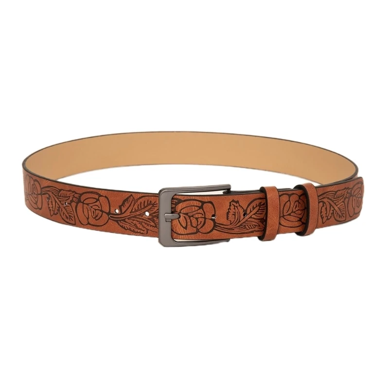 Ceinture taille marron chaîne en relief pour Cowboy Cowgirl Rock and Roll Punk ceinture classique fille chaude ceinture Sexy