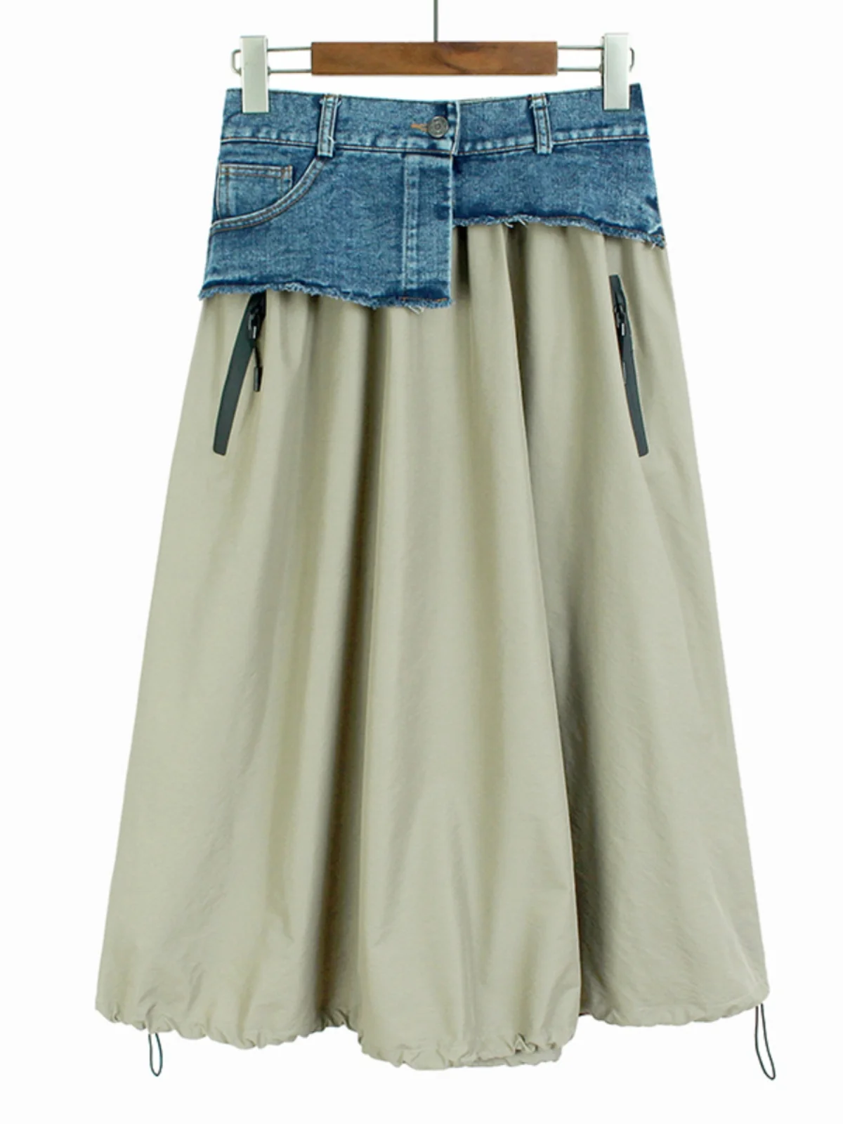 2024 Summer New Woman Skirt Patchwork Denim Long Skirt Vintage Loose A- Line Skirt Hip-covering Straight Long Jeans Skirts