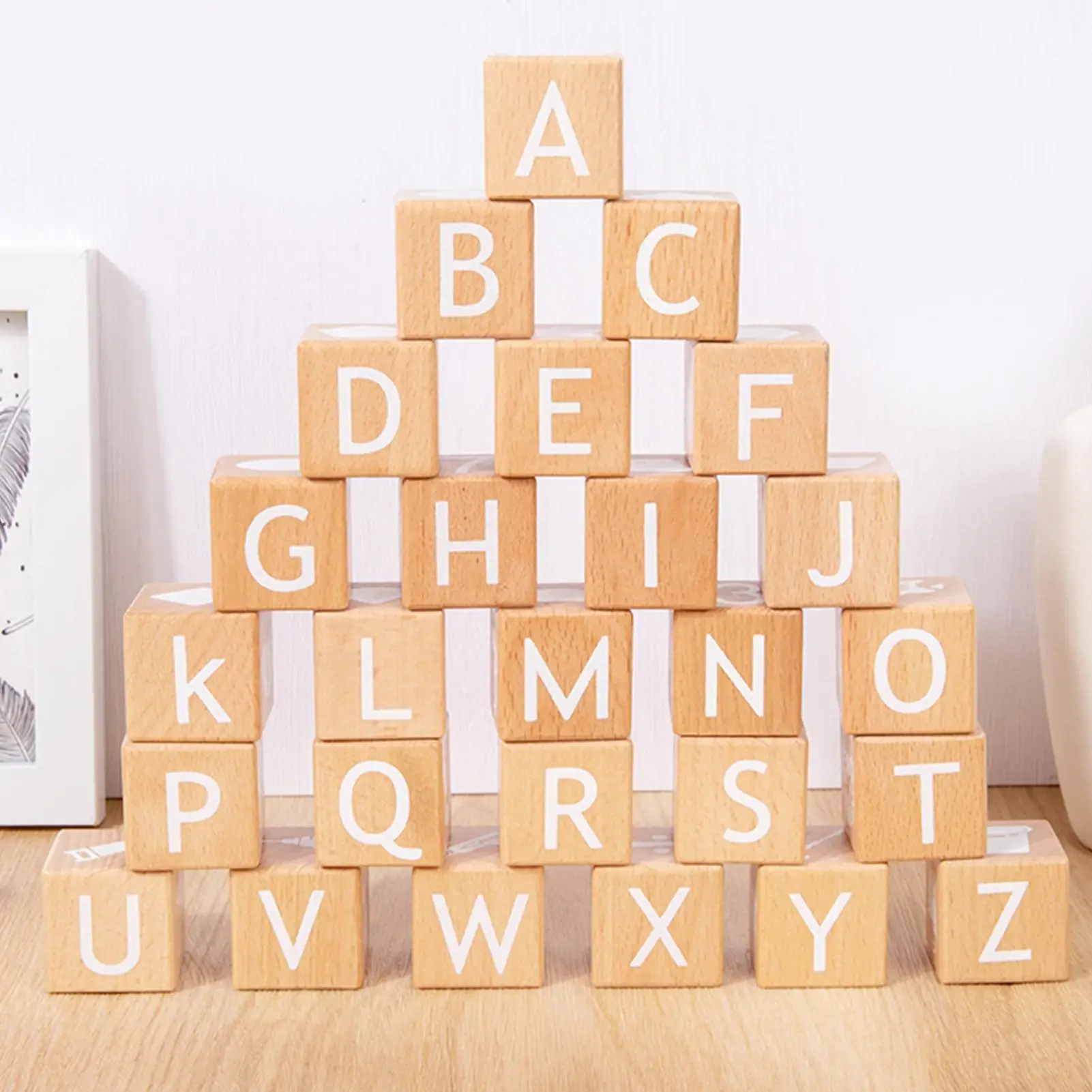 Wooden Letter Blocks Educational Interactive Toy Letter Building Blocks For Family Classroom Home Daily Learning Development