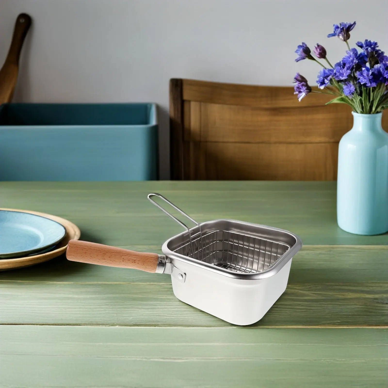Portable Deep Fryer Pot: Mini Stainless Steel Frying Pan For Camping Picnics Small Kitchens Multifunctional Oil Fryer With view 2