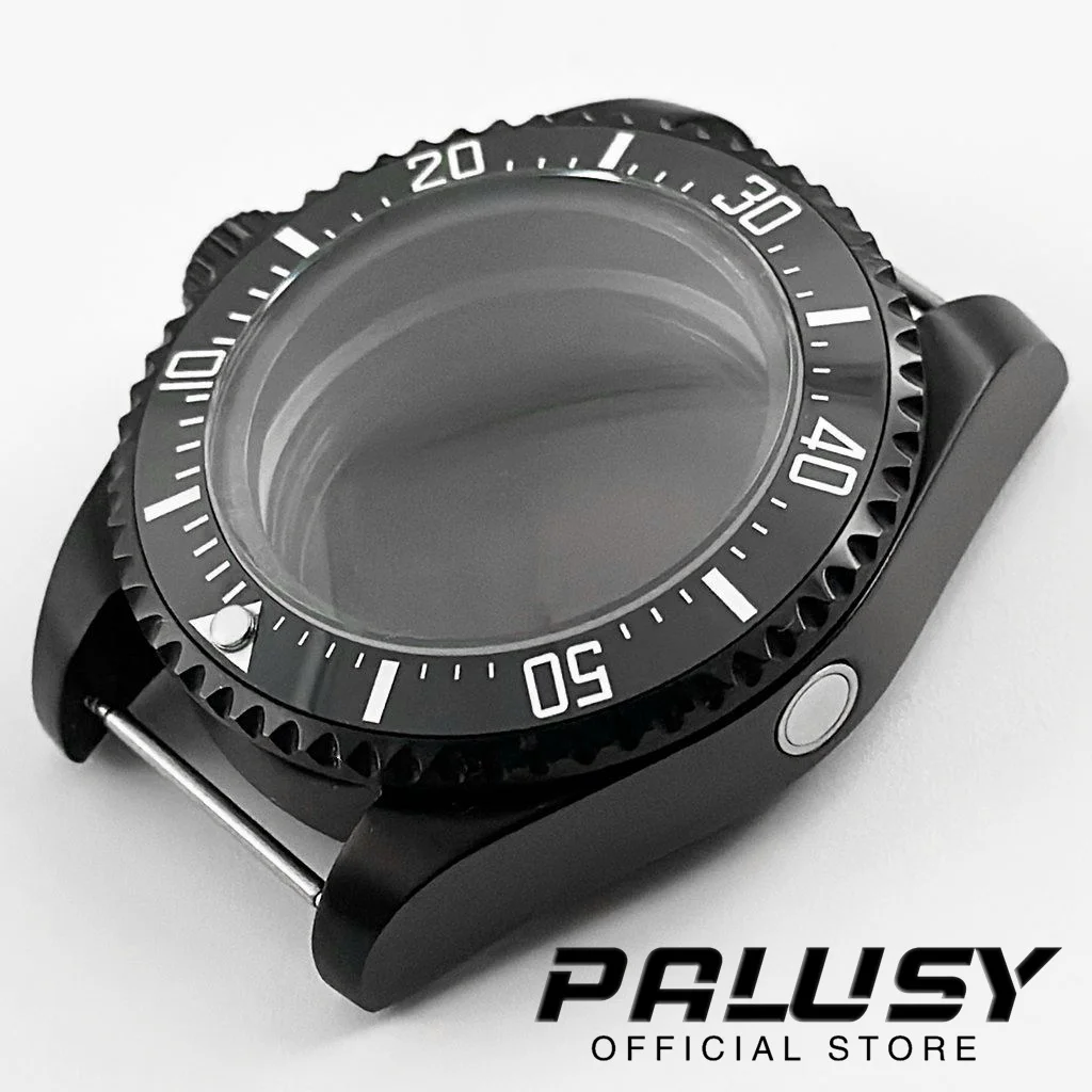 44mm Black SEA Homage Big Sapphire Crystal Watch Case Black Ceramic Bezel Fit NH35 NH36 4R35 4R36 NH34 NH38 NH39 NH70 Movement