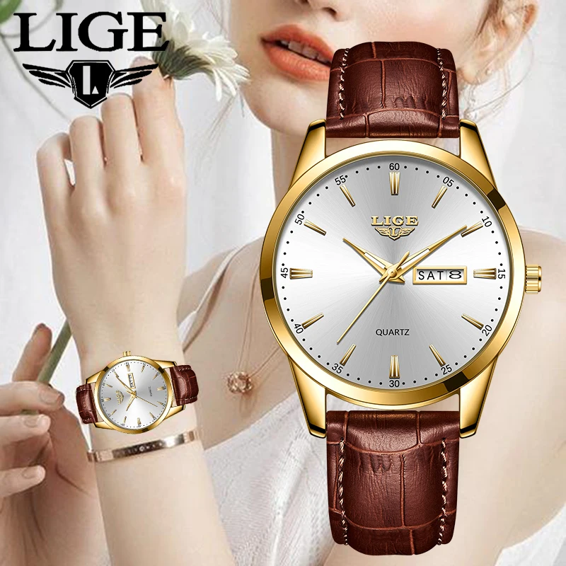 LIGE 2026 Business TOP Women's Watch Simple Fashion Quartz Clock Elegant Calendar Luminous Women's wristwatch reloj de mujer+BOX