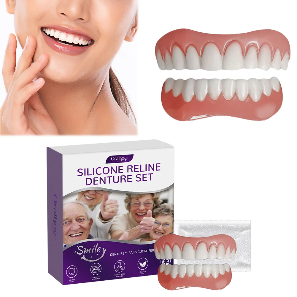 Silicone Reline Denture Set Denture Repair Kit High Elasticity Fake Teeth Kit Wear-Resistant Soft Denture Kit for Men and Women