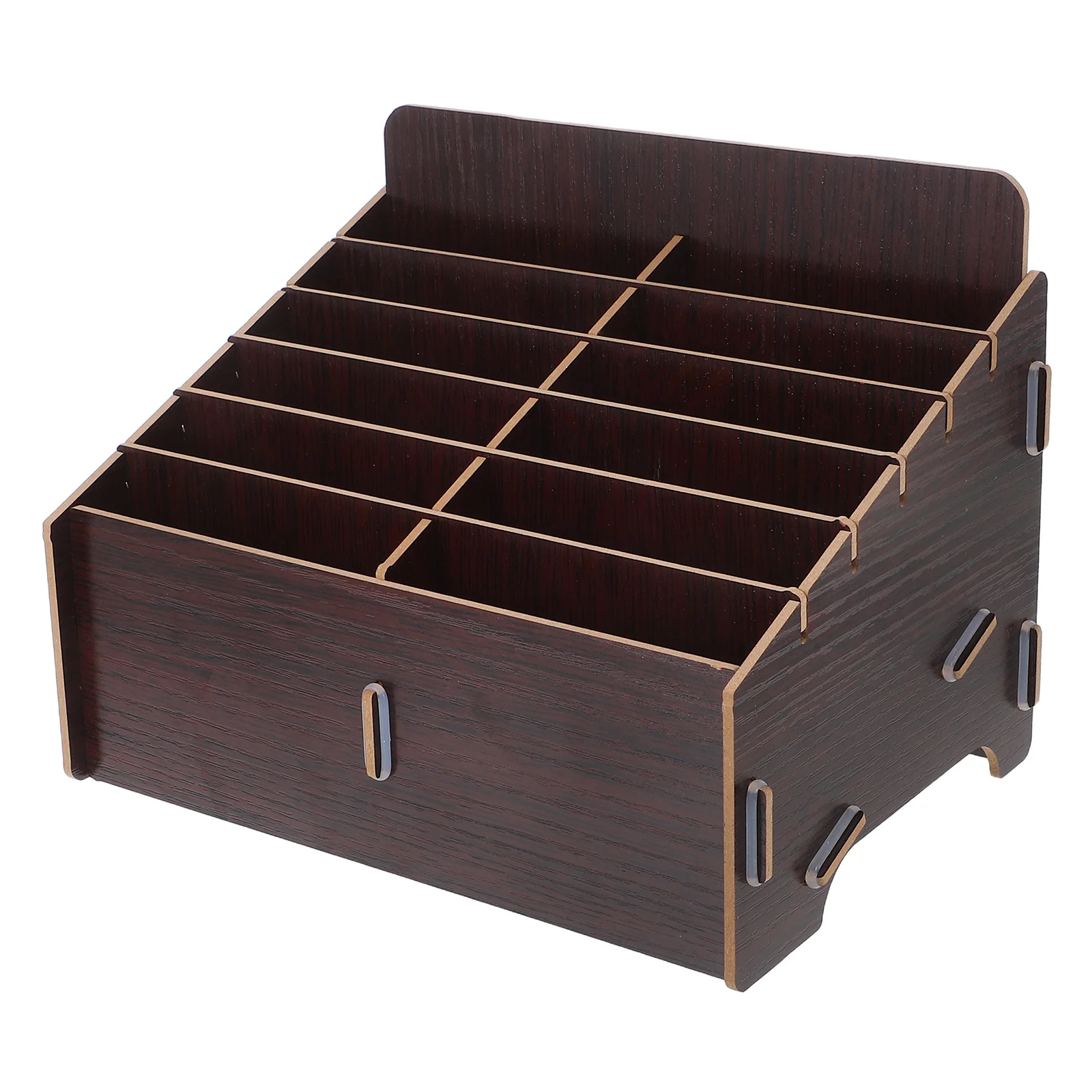 

12-Compartment Wooden Phone Storage Box Desktop Organizer Cellphone Holder Stand for Desk Home Office Multifunctional Wood Base