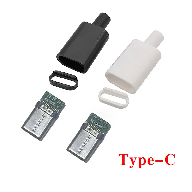 Usb Type-c With Pvb Board Welding Wire 3.1 Male Four-piece Black\White Shell High Current Charging Socket Diy Accessories B3