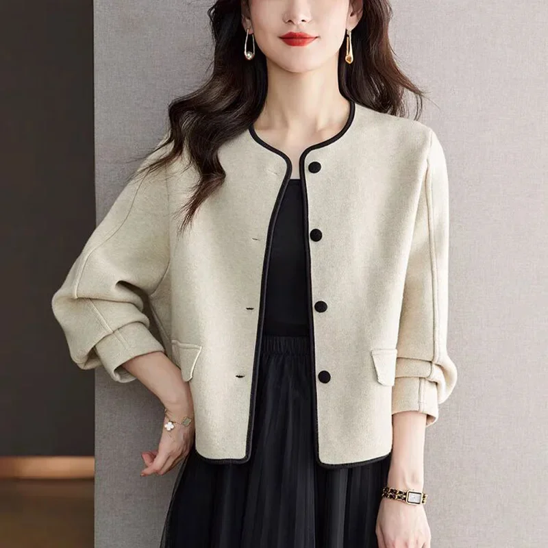 Autumn Winter Vintage Commute Short Style Knitted Cardigan Women Clothing Temperament Elegant Solid Loose Sweaters Coat