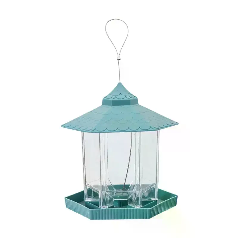 /TPz/Garden Gazebo Hanging  Bird Feeder Outdoor Container With Hang Rope Pet Birds Feeding House Type Bird Feeder Waterproof view 4