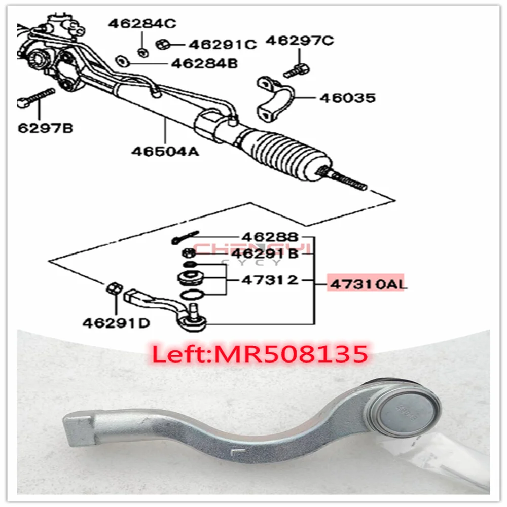 Power Steering Rack Outer Tie Rod Ball Head For Pajero Montero V63W V68W V73W V77W V78W MR508136 MR508135