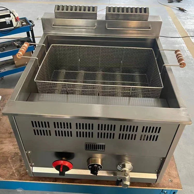 China Commercial Chip Gas Fryer Temperature-controlled 16L Deep FryerHOT SALES