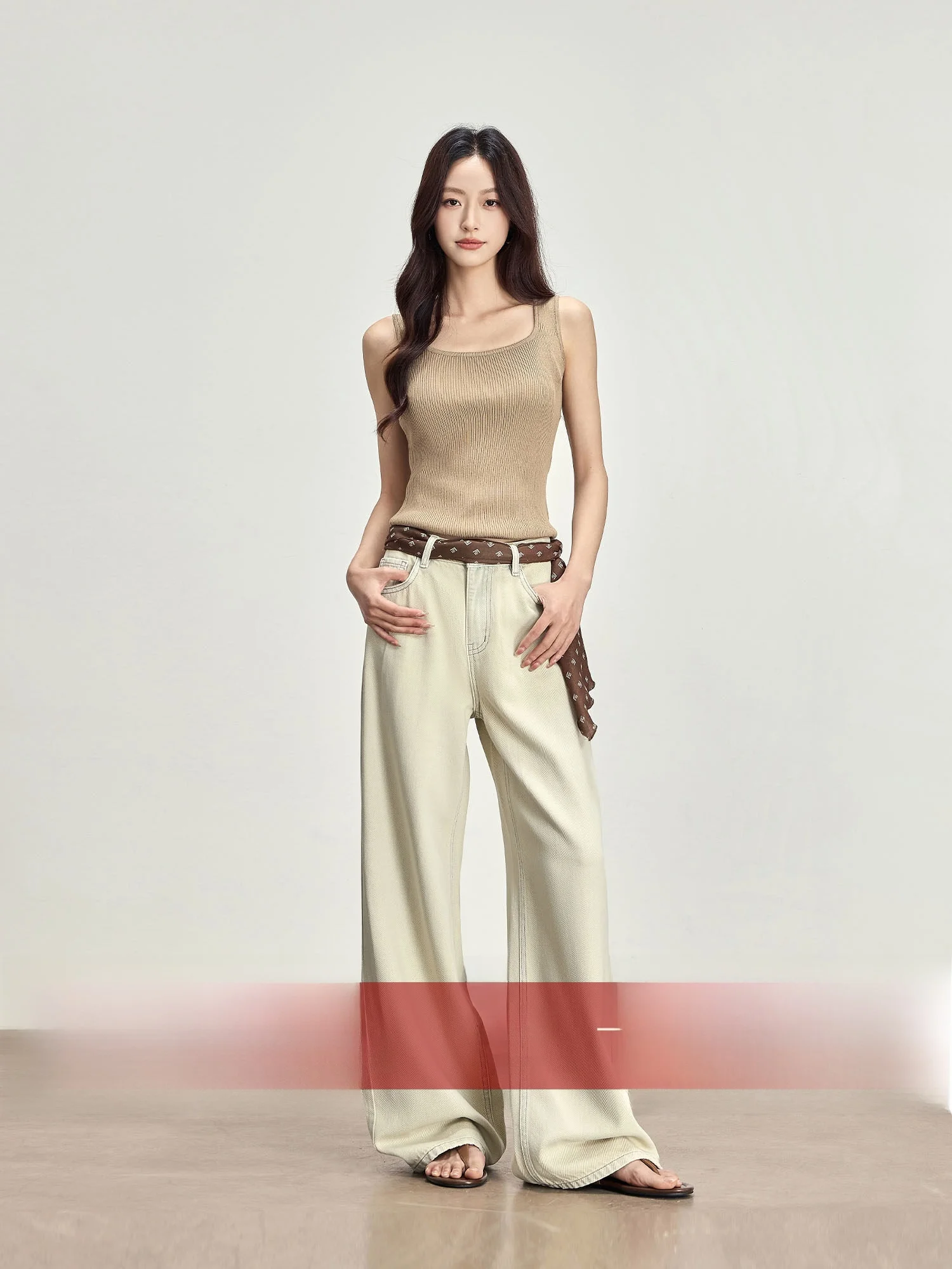 

Rise of the Small Retro Light Denim Jeans Women Summer Thin Loose Feeling Pants Wide Leg Loose Fit High Waist Cotton Blend