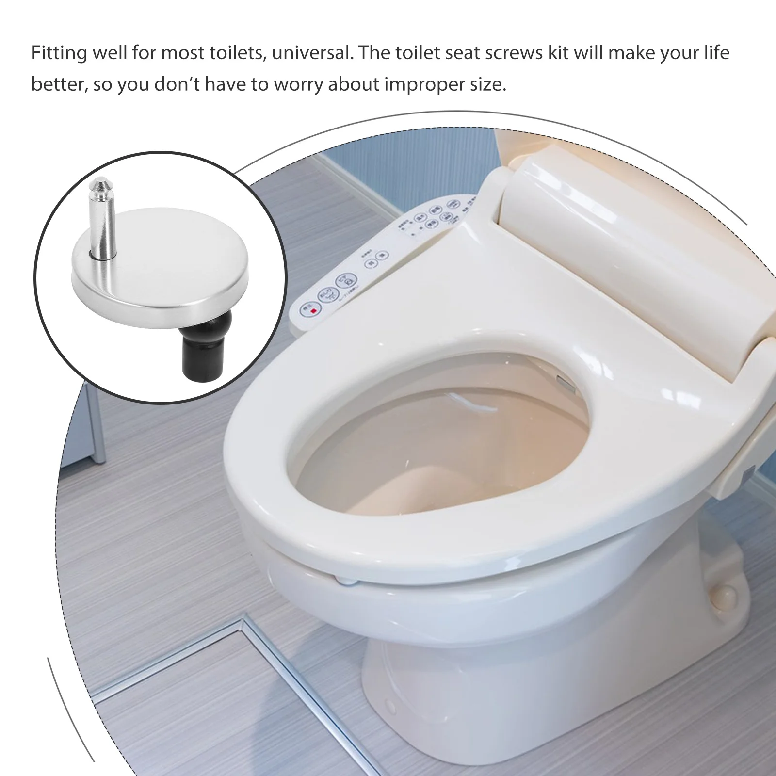 

2Pcs Toilet Seat Accessories Set Rubber Stainless Steel Fixing Screws Hinges Bolt Kits Multi-Purpose Replacement Toilet Seat