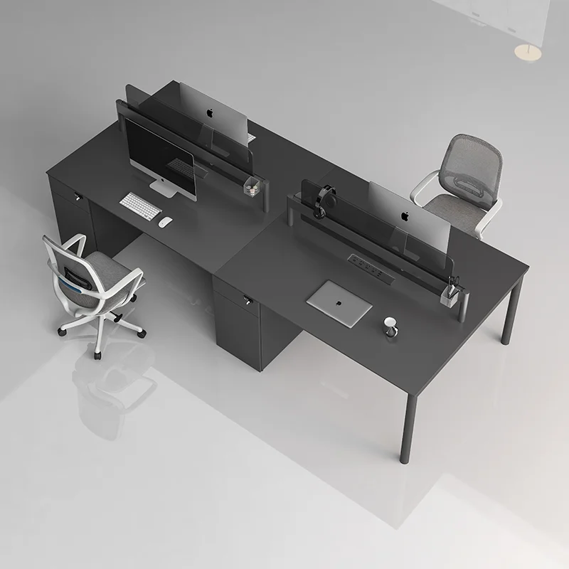 Desk staff office table and chair combination, simple modern workstation 4 people, card space 6 people