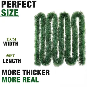 إكليل بهرج عيد الميلاد Sggvecsy، زينة شجرة عيد الميلاد، تويست معدني، سقف معلق، أخضر وأبيض، 50.2 قدم أعلى 6 مبيعات زخرفة سقف عيد الميلاد - No3