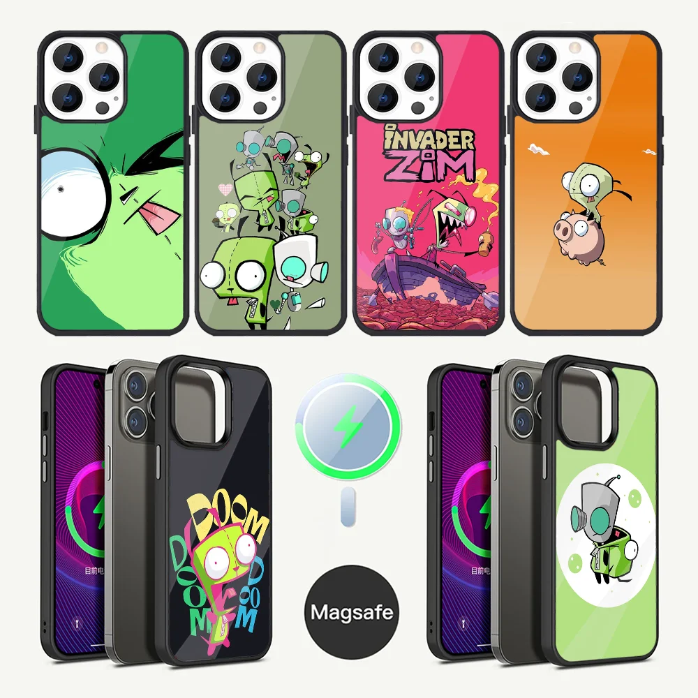 

Cartoon I-Invader Zim Phone Case For iPhone 16,15,14,13,12,11,Plus,Pro,Max Mini Magsafe Magnetic Wireless Charging