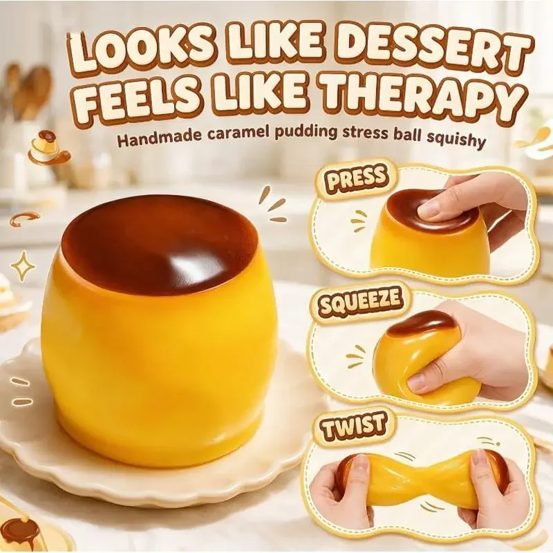 Crunchy Pudding Squishy Stress Ball Filled With Crunchy Beads Handmade Non Rebound Sensory Fidget Toy For Anxiety Relief