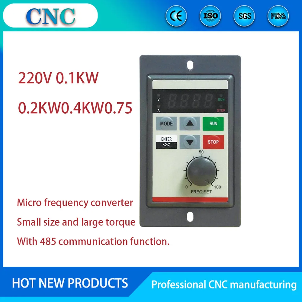 

Small inverter micro single-phase 220V 0.1KW 0.2KW 0.4KW 0.75KW three-phase motor speed controller