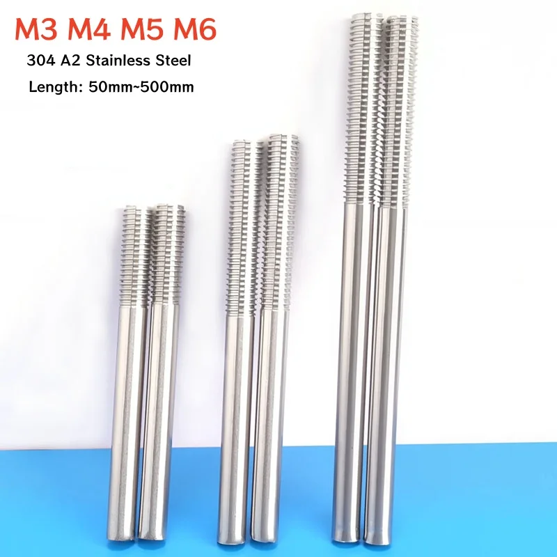 

5~20pcs 304 A2 Stainless Steel Single End Thread Rod M3 M4 M5 M6 Headless Stud Bolts Screw Tooth Stick Single Head Threaded Bar