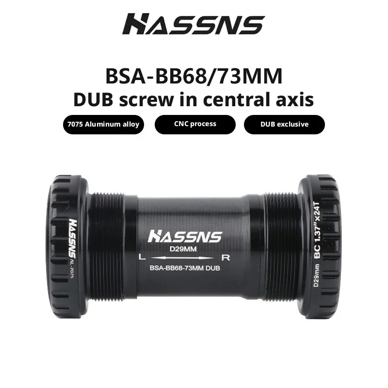 Suporte de Pedivela Oco DUB 29mm em Liga de Alumínio Rosqueado Tipo Press-In com Rolamentos para Bicicletas MTB e de Estrada, Padrão BSA BC1.37