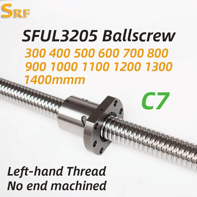 Roller Ballscrew SFUL3205 Left Hand Thread 300 400 500 600 700 800 900 1000 1200 1400mm C7 with Single Ball Nut for CNC Part