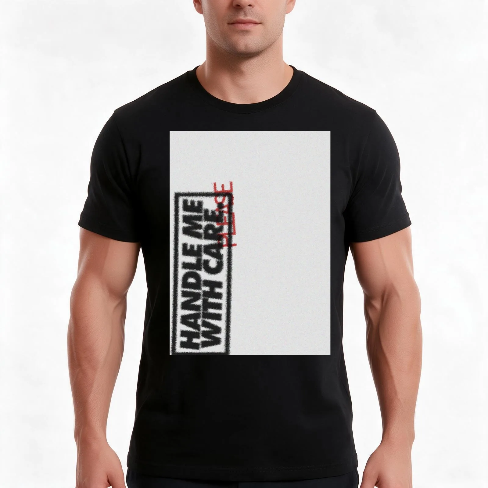 Handle With Care T-Shirt, Summer Casual Cotton Tee, Oversized Streetwear Tops, Vintage Graphic Print, Loose Fit Short Sleeve