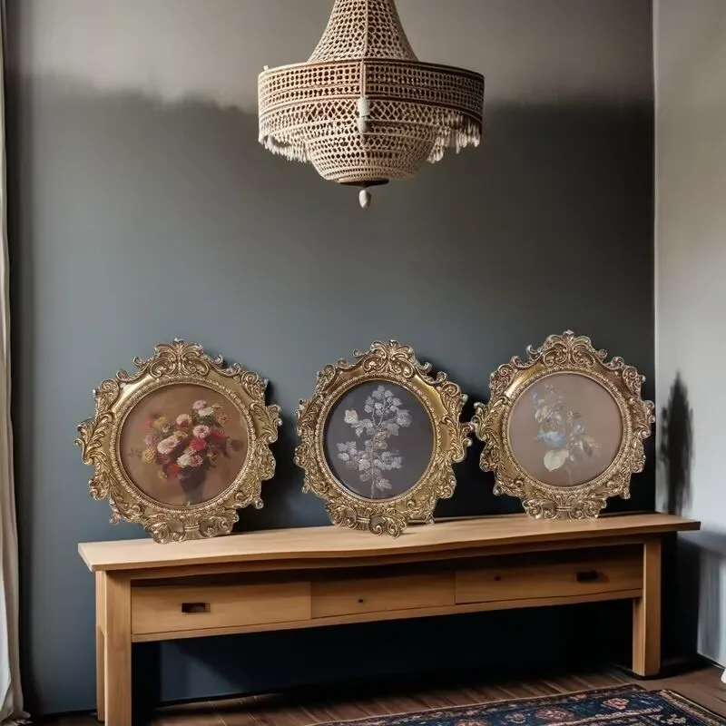 

Mutihome Room Decoration Home Decor French Baroque Vintage Photo Frame Decoration Bedroom Sofa Living Room Hanging Picture Frame