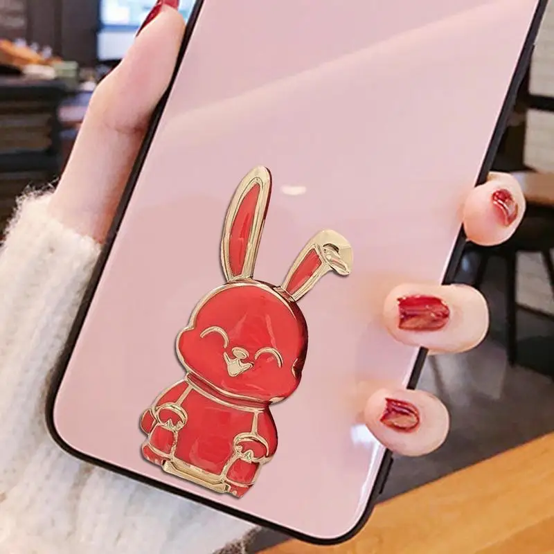 أرنب قوس طوي الأرنب حامل جوّال بلاستيكي أرنب حامل حامل جراب هاتف لطيف ثلاثية الأبعاد أرنب قوس أرنب دعامة حامل