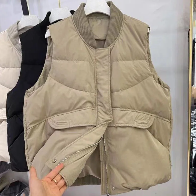 2023 Women Loose Thicken Sleeveless Coat Winter Fashion Korean Simplicity Bread Coat Female Casual Warm Cotton Vest Jacket