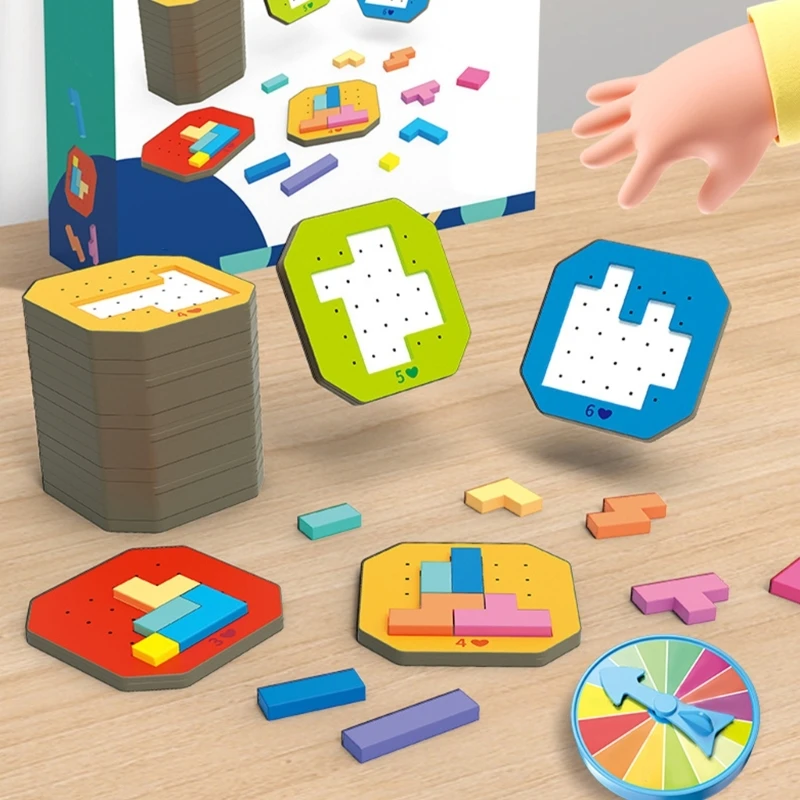 Gioco battaglia da tavolo con blocchi legno per 2 giocatori per miglioramento delle abilità cognitive dei bambini