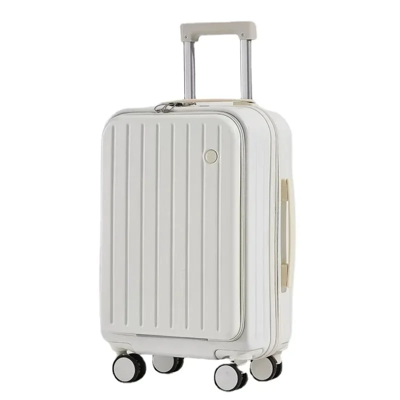 Front open suitcase, multi-functional rechargeable 24-inch trolley suitcase