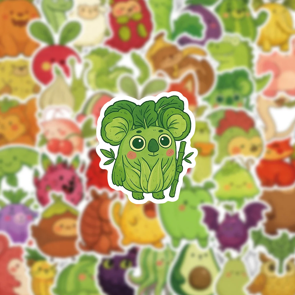 ชุดสติกเกอร์ธีมอาหารแปลกใหม่ 54 ชิ้น สติกเกอร์ลายผลไม้ ผัก และสัตว์น่ารักสำหรับตกแต่งแล็ปท็อป สมุดบันทึก และสมุดภาพ
