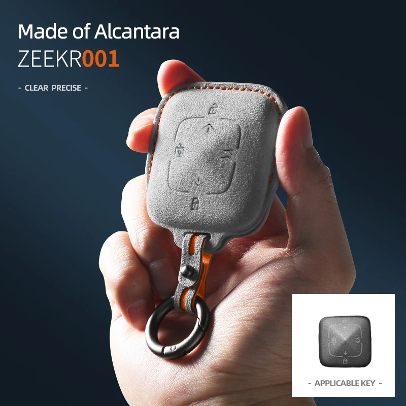 

For ZEEKR 001 X Car Key Case Suede Cover Shell Protector Accessories Auto Remote Smart Keychain keyless Entry 2024 2023 2022