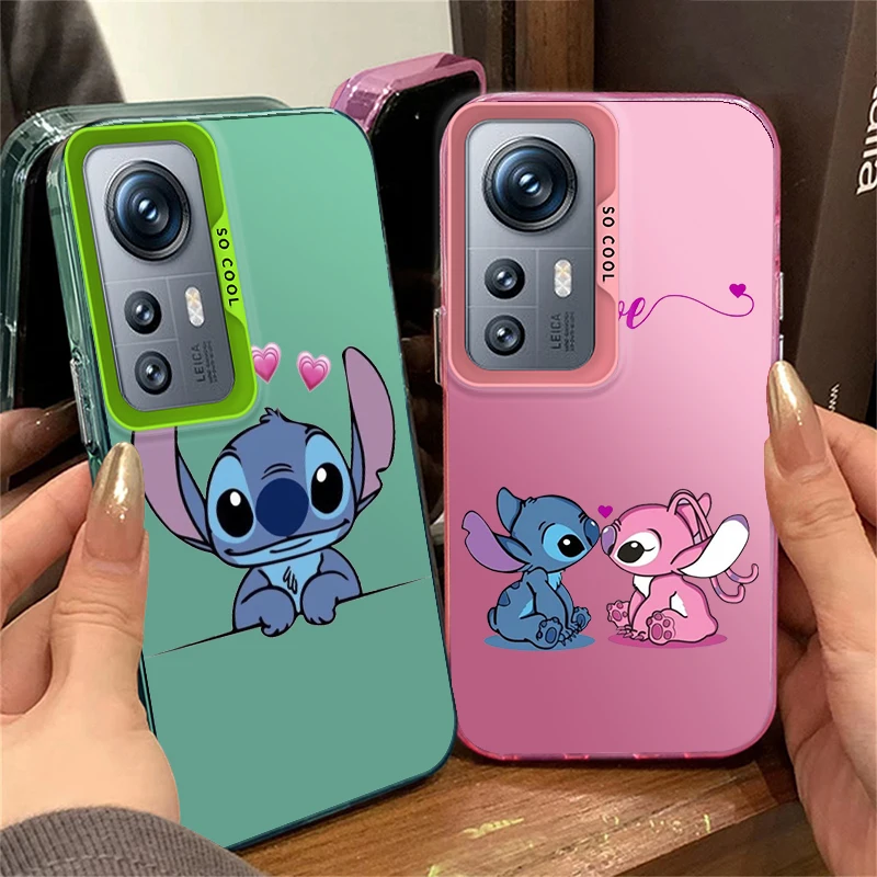 Disney Stitch Angie For Redmi K60 12 10X 9T 9C 8 A1 A2 Plus 4G Fashion Colorful Silver Phone Case