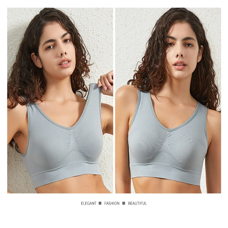 Basic Tank Top Breathable Bra Plus Size Yoga Bra,Built Up Crop Top For Women Seamless Racerback Sports Bra