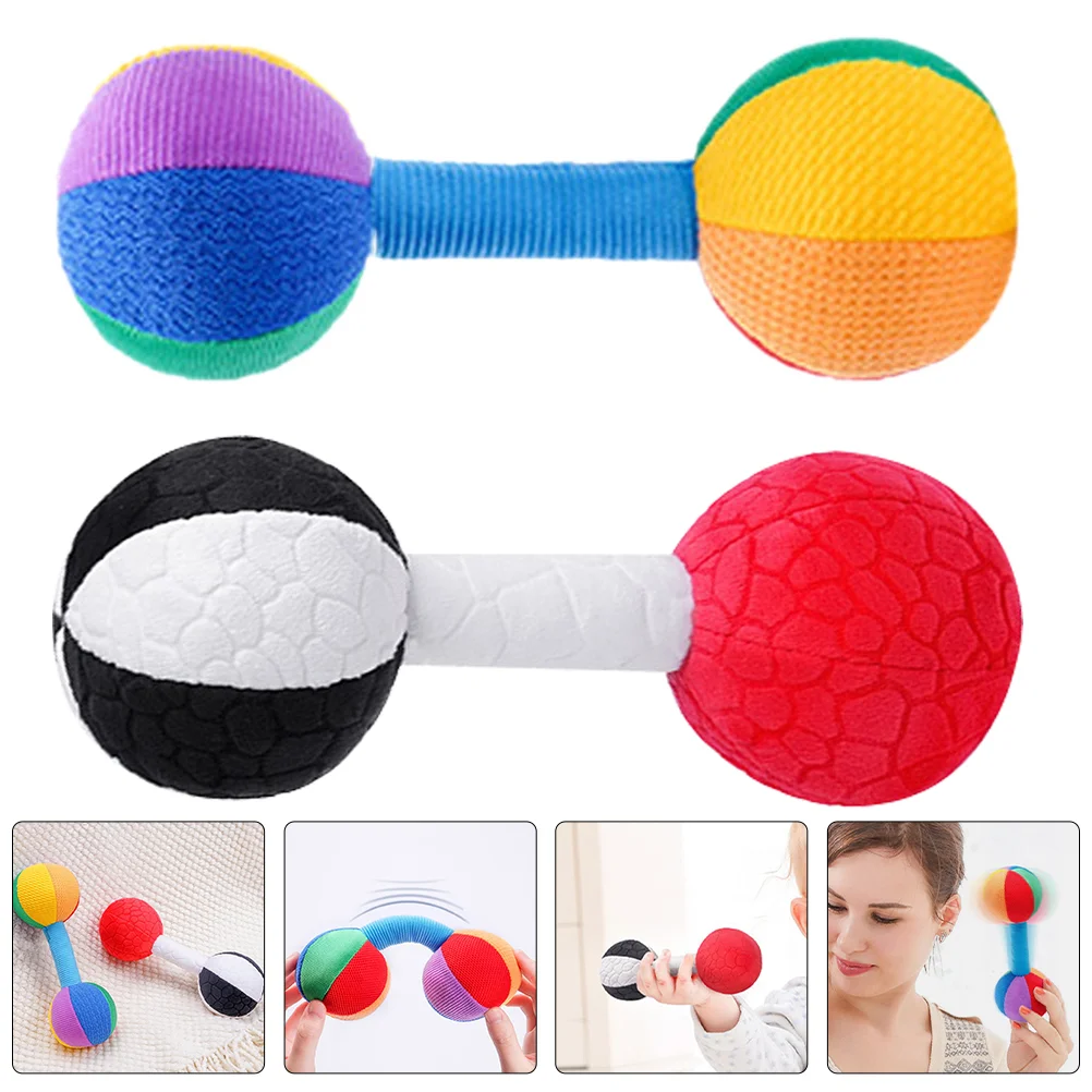 2 uds juguetes de entrenamiento para bebés, juguete de agarre portátil relleno, tela colorida con mancuernas, para dormir infantil, pequeño