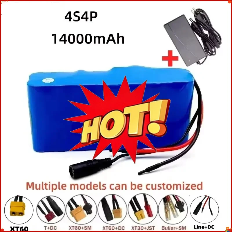 🔧🔧4S4P 14.8V 14Ah 18650 lithium battery pack 16.8V LED night fishing light heater miner's light amplifier battery