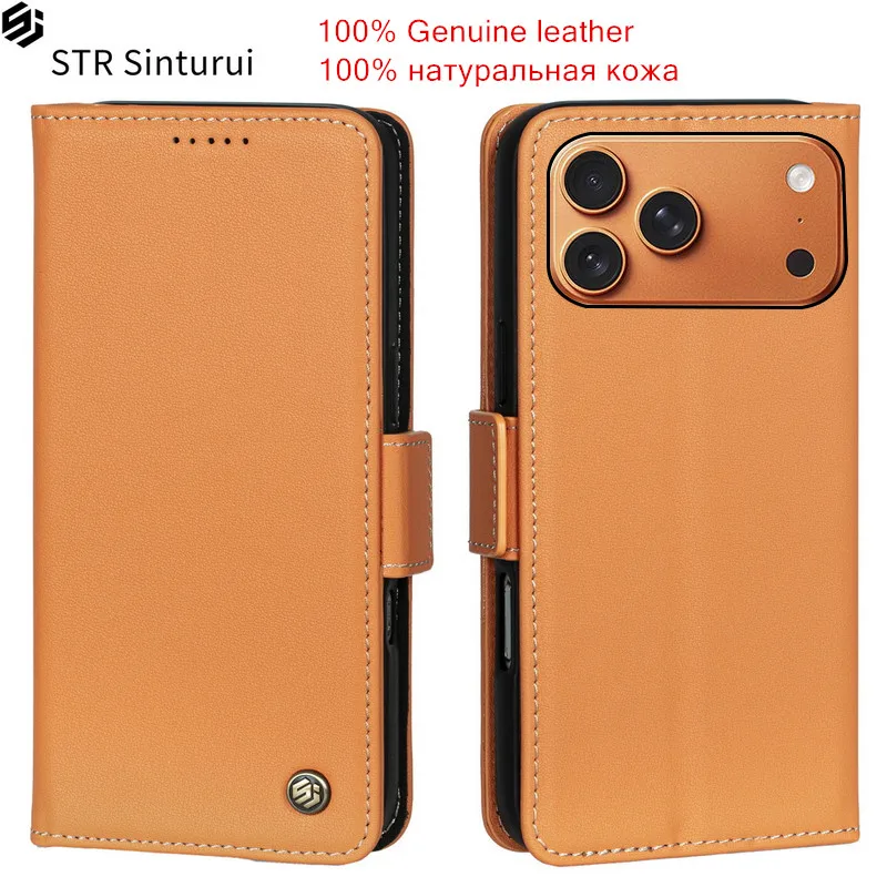 

Genuine Nappa leather card Slot Wallet Cover For iPhone Air 17 16 15 14 13 12 11 XS Pro Max 8 7 Plus Flip shockproof phone Case