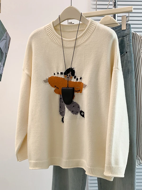 High-End Women's Autumn Winter New Style Korean Version Fashionable Loose Casual Knitwear Coat Medium Softness Long Sleeve