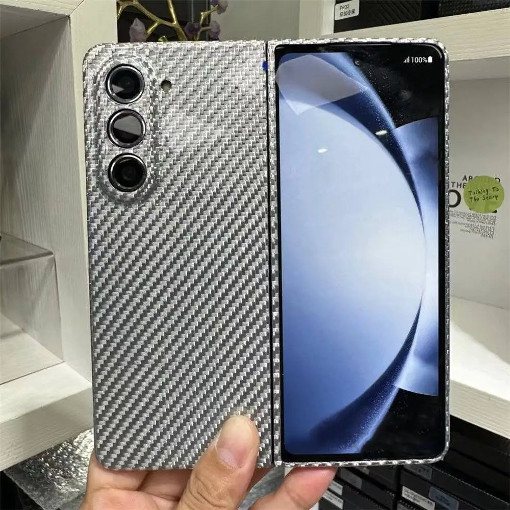 Glossy Genuine Real Carbon Fiber Aramid Case for Samsung Galaxy Z Fold5 4 Anti-fall Armor Cover