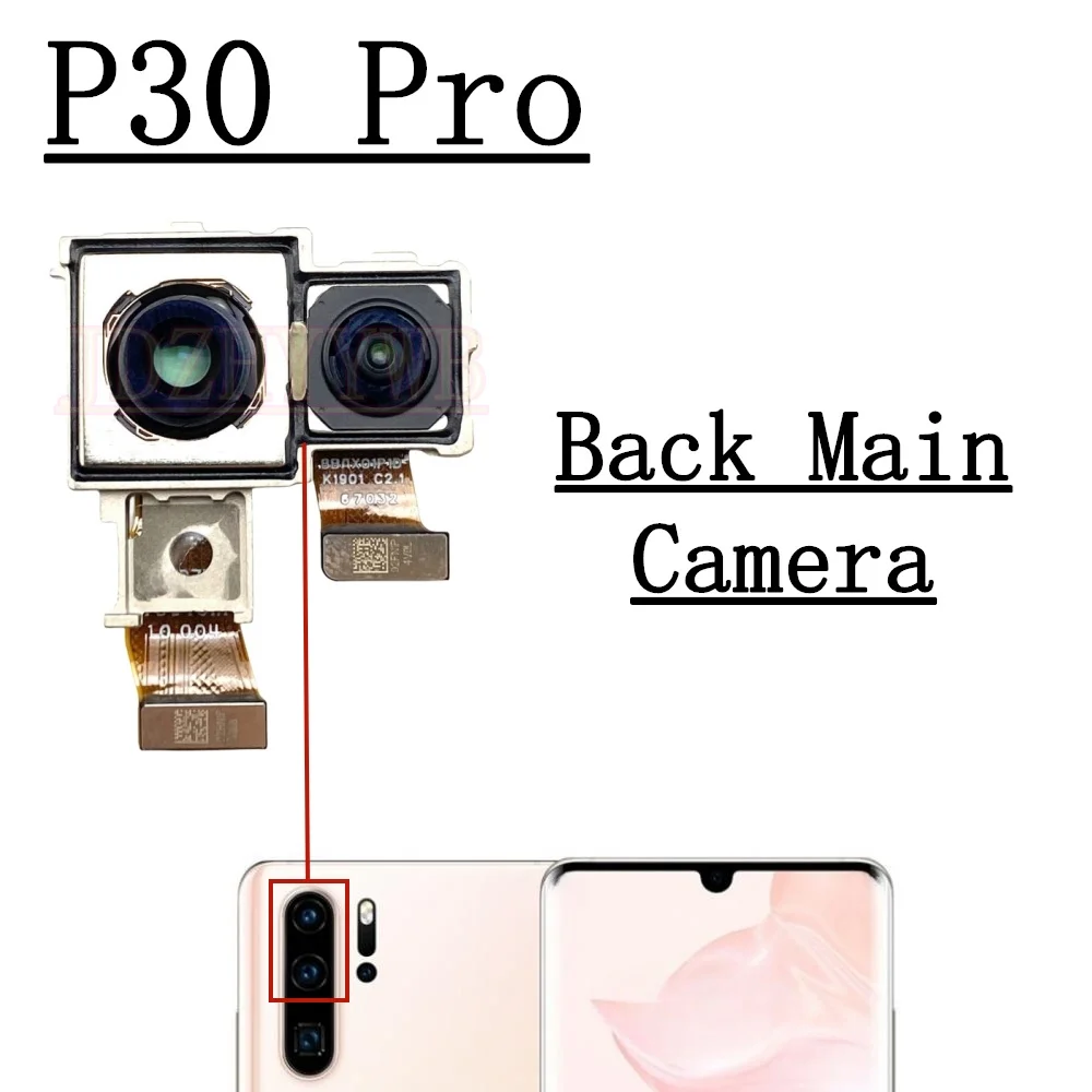 Kamera Depan Belakang Untuk Huawei P30 Pro P30Pro Kamera Selfie Depan Lebar Kamera Utama Belakang Modul Kabel Fleksibel Suku Cadang Pengganti