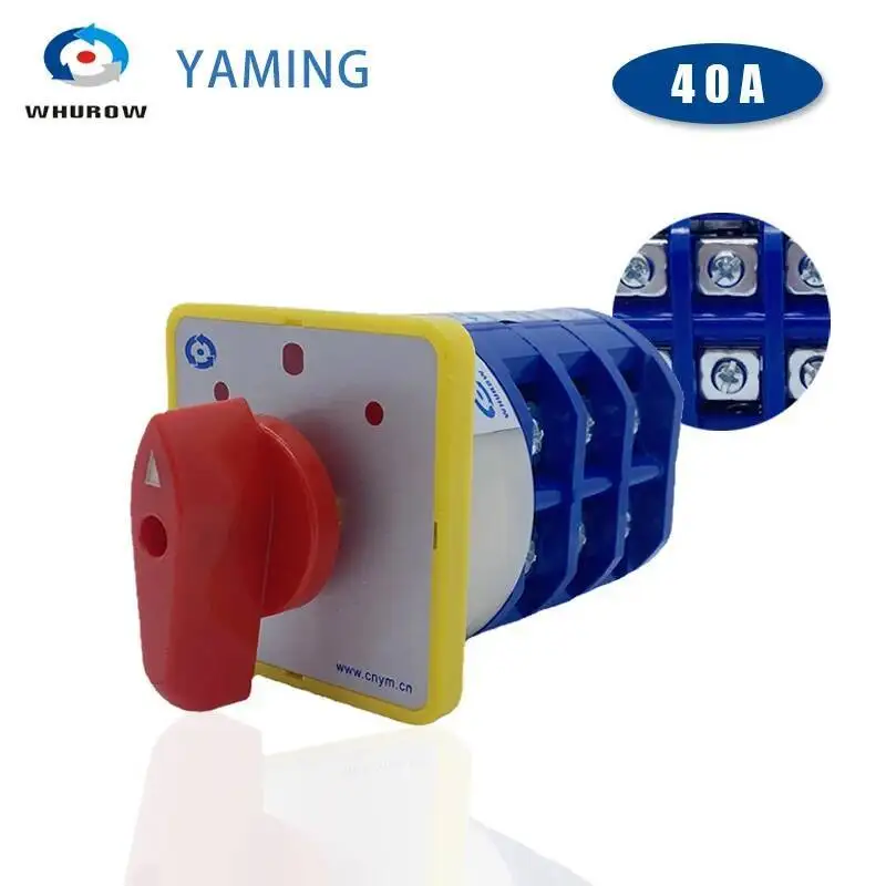 LW5D 40A ثلاثة أوضاع ON-OFF-ON مفتاح كام التحول اليدوي الكهربائي الصناعي 40A 500V مقبض دوار LW5