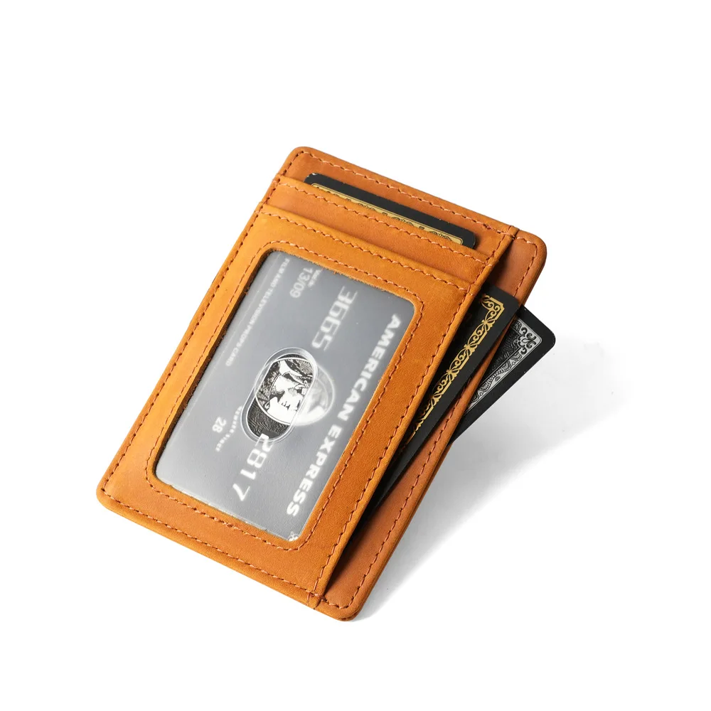 Vintege Wallet Leather Men's Multi Genuine Leather Men's Crazy Horse Pickup Bag Wallet Minimalist Ultra Thin Leather Leather