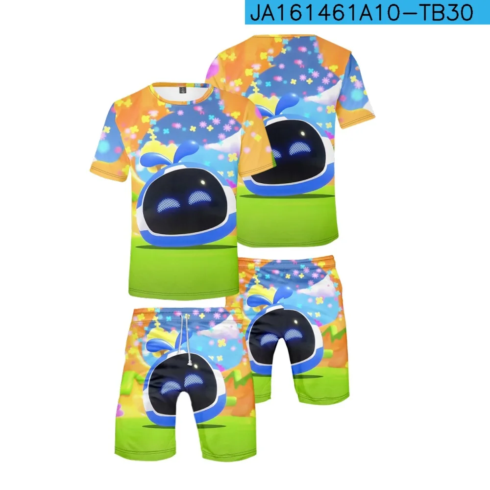 Fashion Youthful Funny astro bot 3D Print Two Piece Set sandy beach Shorts+ T-shirt Boy/Girl jogging Short sleeve Sport suits