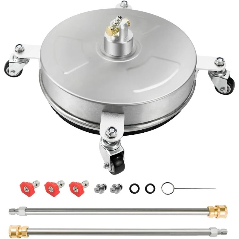 

14" Pressure Washer Surface Cleaner with 4 Wheels, Stainless Steel Housing, 1/4" Quick Plug