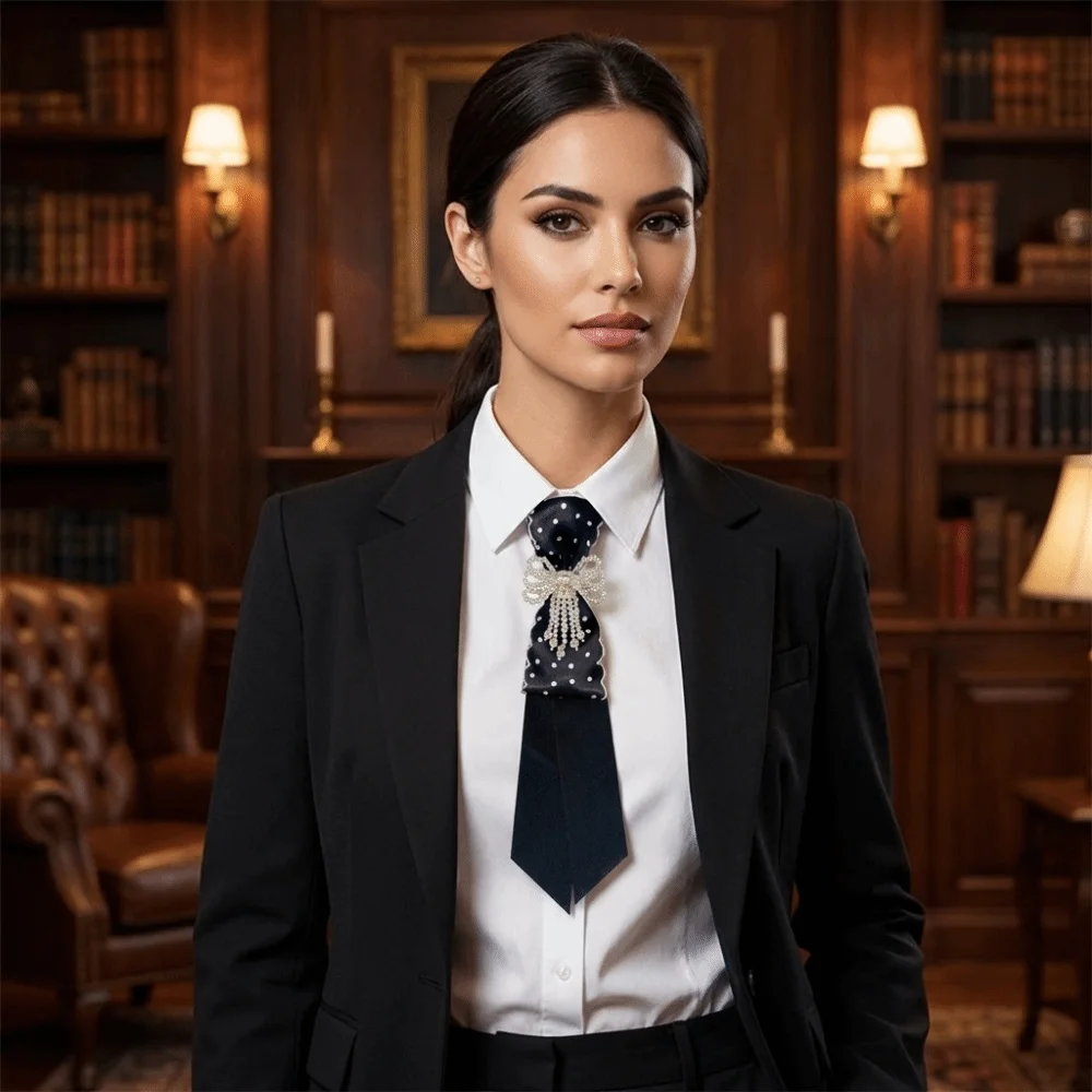Fashion Black Bow Tie Geometric Collares Pre-tied Tie JK Necklace Shirt Tie Women