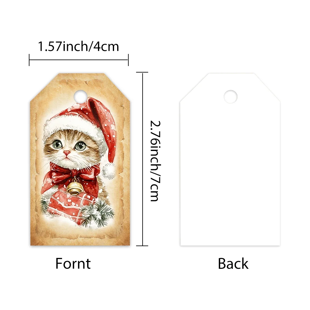 40個、クリスマスタグ、ギフトラベル、パーティーデコレーション、DIY、パッケージ装飾、グリーティングカード、パーティーカード、ジュート紐