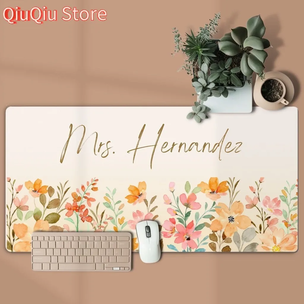 

Custom Personalized Floral Desk Mat | Extended X Large Mousepad | Office Gifts| Floral Boho | Cute Office Accessories |