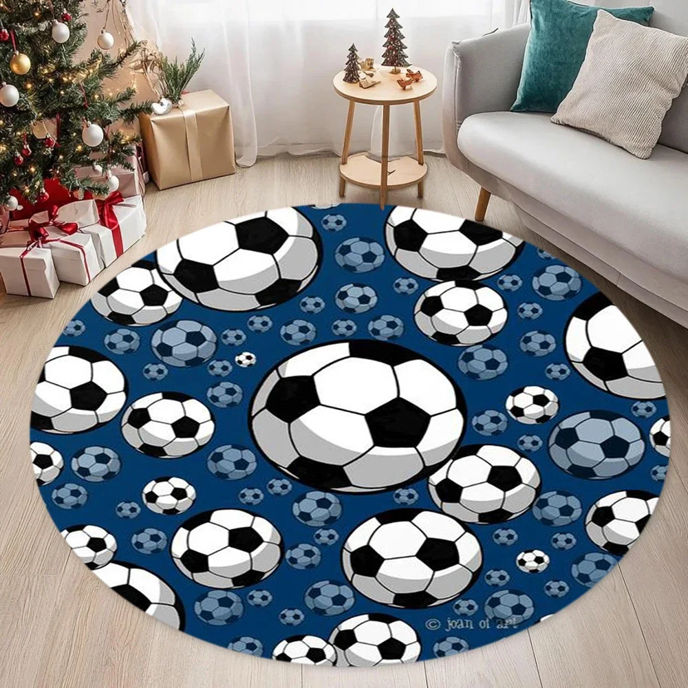 Soccer Theme Carpet Mat Rug Sports & Energetic Home Decoration with Black White Tone for Living Room Bedroom Rugs for Bedroom