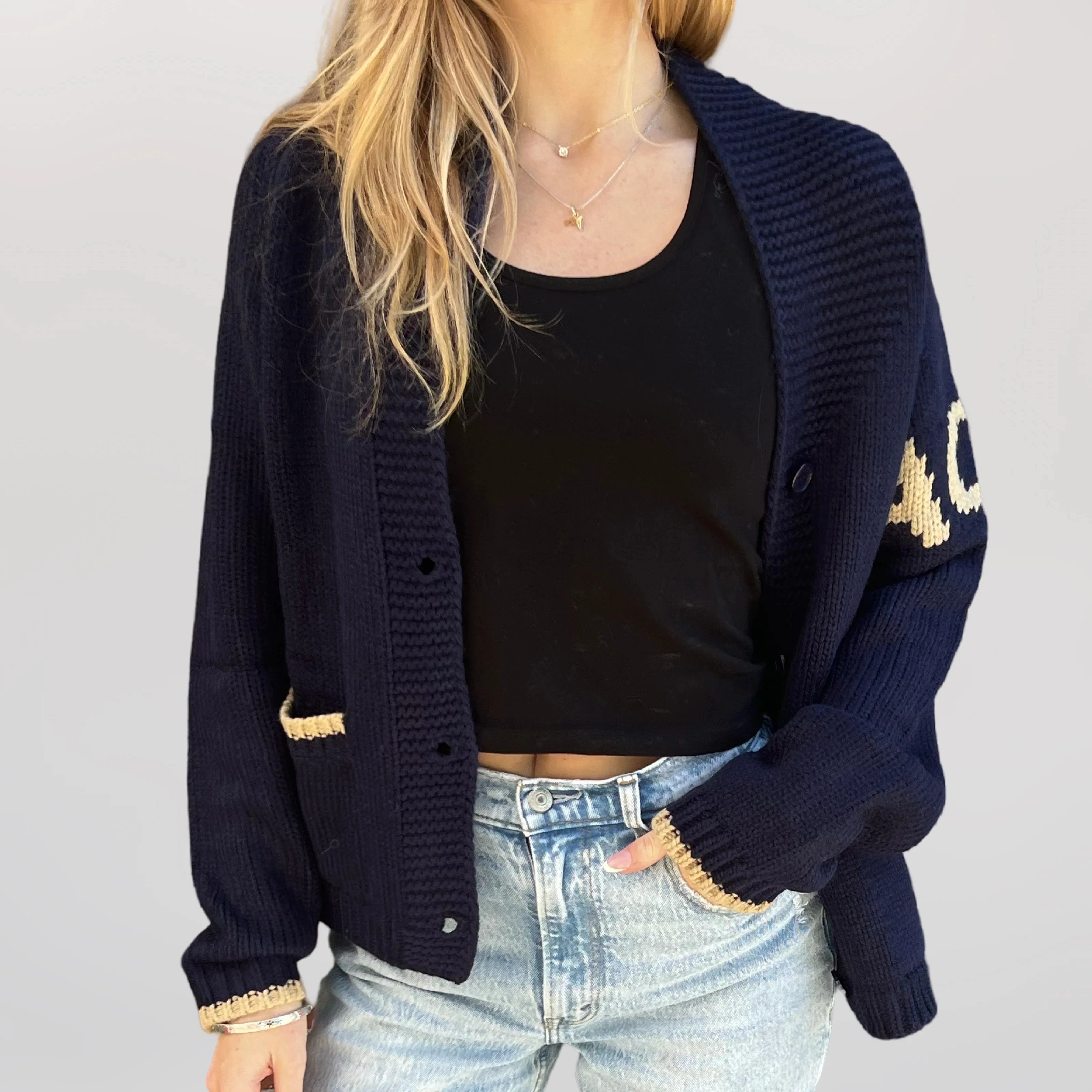 

Vintage Women's Shawl Collar Cardigan Long Sleeve V Neck Graphic Print Button Down Sweater Knit Tops